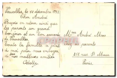 Floresta de outono — vista de Vaucelles — editor R. J. BURELLYS — Verso