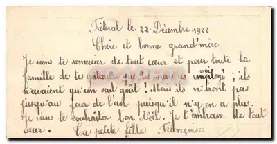 Natal — cena invernal — carta postal manuscrita — Verso
