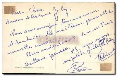 Arranjo de rosas — em um vaso de vidro — Éditions Photachrom - Toulouse — Verso