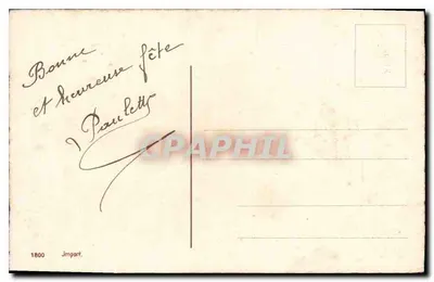 Arranjo de flores azuis — Boa Festa — J. Pauletty, n°1800 — Verso