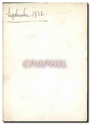 Trzy osoby przed domem z dachem z trzcin — wrzesień 1932 — bez wydawcy ani widocznego numeru seryjnego — Rewers