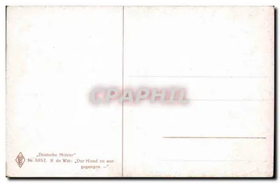 Casal em uma barca — pôr do sol — editor R. de Witt, n° 6052 — Verso