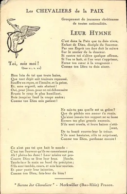Os CAVALHEIROS da PAZ — Hino — Escritório dos Cavaleiros, Merkwiller (Bas-Rhin)