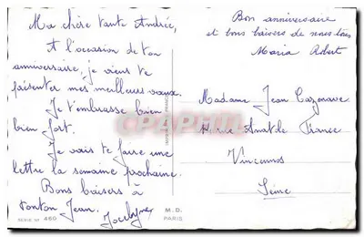 Buquê de rosas coloridas — editor M.D. Paris, série n° 460 — Verso