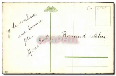 Arranjo de rosas e borboleta — Feliz aniversário — editor Léopold, n°207 — Verso