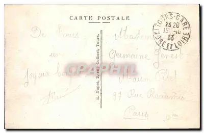 Tours (Loire) — Panorama Wieży Charlemagne i Bazyliki św. Martyna — A.P. — Rewers