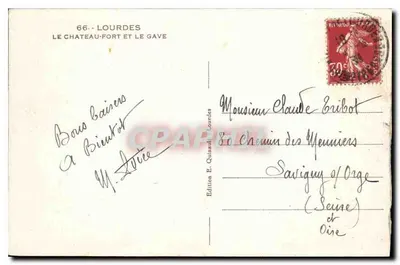 Lourdes — Zamek i rzeka Gave — Wydawnictwo E. Quinault Lourdes — Rewers