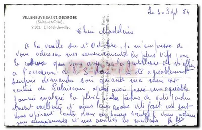 Hôtel de ville de Villeneuve-Saint-Georges — editor Guy, n° 9.502 — Verso