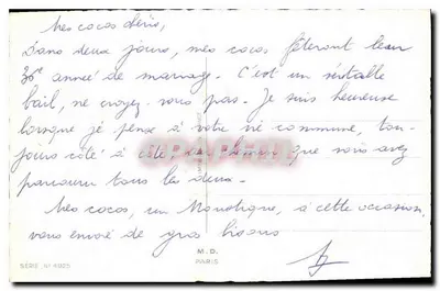 Urodziny — Dziecko i dorosły pod cerwisem — M.D. Paris, seria n°4925 — Rewers