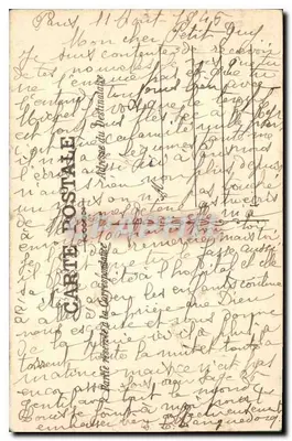 Paisaje con iglesia — dibujo a acuarela — Tarjeta postal — Reverso