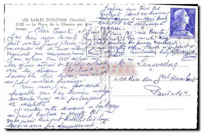 Les Sables d'Olonne (Vendée) — Farol da Chaume em tempo ruim — Edição francesa — Verso