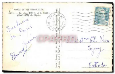Plac Opery — Paryż — Wydawnictwo Sztuki GUY, n° 4.014 — Rewers