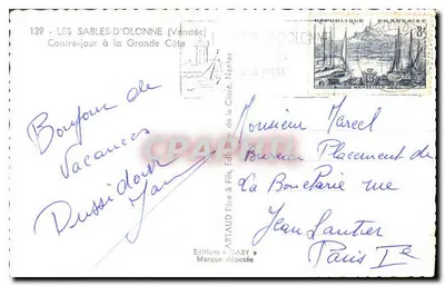Les Sables-d'Olonne — Contra-luz na Grande Côte — Edições Gaby — Verso
