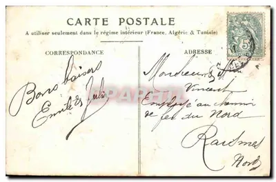 Saudações Sinceras — As flores mais belas perdem um dia sua beleza, mas uma amiga fiel dura para sempre — Carta postal francesa — Verso