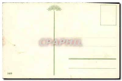 Pejzaż zimowy — zasnieżona góra, dom i zachód słońca — wydawca 'Craprophil', nr 389 — Rewers