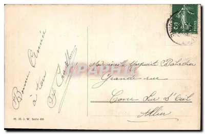 Floresta nevada com cervos — E. Manil — H. H. I. W. Serie 465 — Verso