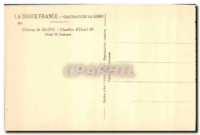 Castelo de Blois - Quarto de Henrique III — Edição de Arte YVON, França — Verso