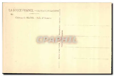 Castelo de Blois — Sala de Honra — Edição de Arte YVON — Verso
