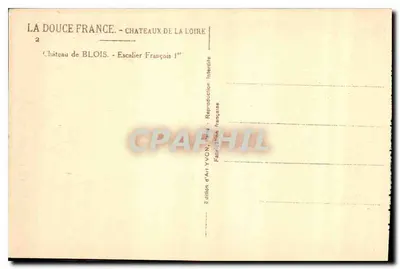 Castelo de Blois — Escada de Francisco I — Edição de Arte YVON, Paris — Verso
