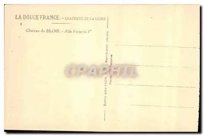Zamek w BLOIS — Część François I — Wydawnictwo Art YVON — Rewers