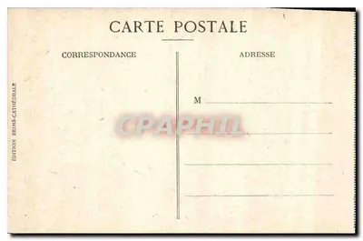 Reims — Widok tyłu wielkiego portalu katedry (południowy portal) po pożarze — Rewers