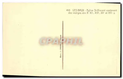 Les Baux — Katedra św. Wincentego — ruiny z XII, XIV i XVI wieku — J. George, nr 410 — Rewers
