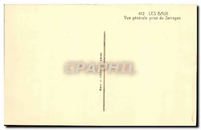 Les Baux — Vista geral tirada do Sarragan — Editor J. GEORIT - Antas, n° 412 — Verso
