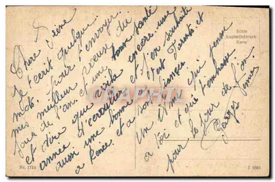 Zimowy skok na stokach zasnianych — autentyczna rysowana kartka N° 1714 — Rewers