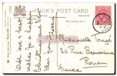 Cztery koty na tablicy 'TO LONDON' — Tuck's Post Card, seria 'Pretty Pussies' nr 862 — Rewers