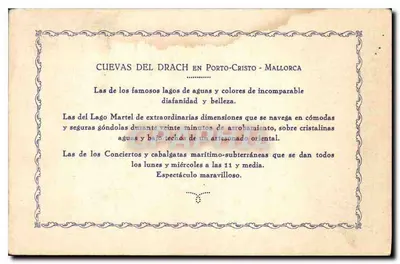 Cuevas del Drach - Mallorca — «Cenário das Fadas» — Verso