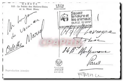 Palais van de Verenigde Naties — Mont Blanc — Edities Jaeger Genève — Achterkant