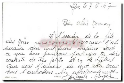 Festa das Mães — buquê de pêssegos e mimosa — Série 4.000, M.D. Paris — Verso