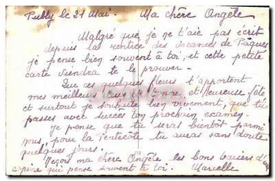 Arranjo de pêssegos — Boa Festa — texto impresso e caligrafado — Verso