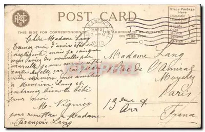 Konservatorium, Park Golden Gate, San Francisco, Kalifornia — wydawca Newman Post Card Co. — Rewers