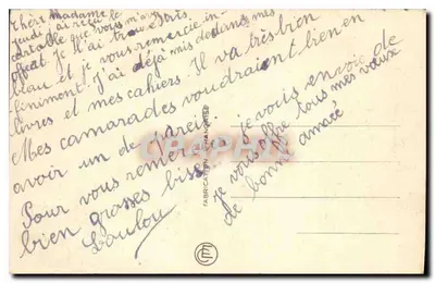 Paisagem invernal com igreja — Boa Ano — Fabricação Francesa — Verso