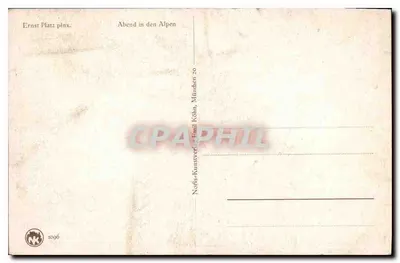Abend in den Alpen — Ernst Platz pinx. — Noris-Kunstverlag Emil Kühn, Münden 20 — Verso