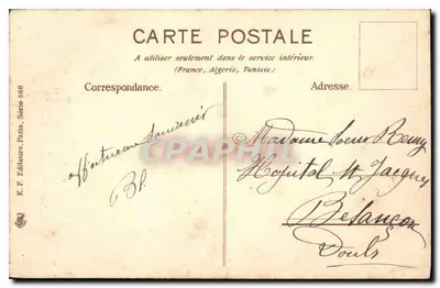 Scena wiejska — dwa rolnicy obok wozu mlecznego — wydawca K.F. Éditeurs, Paryż, seria 588 — Rewers