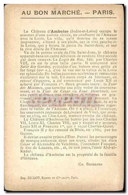 Castello d'Amboise — Vista generale presa dalla riva destra della Loira — Au Bon Marché — Parigi. — Verso