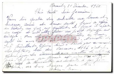 Mazzo di rose e di edera — Buon anno e felice — datata 31 dicembre 1945 — Verso