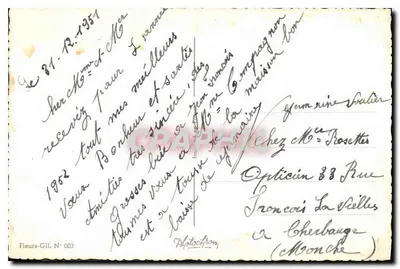 Bouquet di rose e viola — Buon Anno — Fiori-GIL N° 003 — Verso