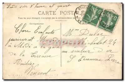 Estátua de Victor de Laprade — Montbrison — Edição Bouchardon, tabacs, rue Tupinerie — Verso