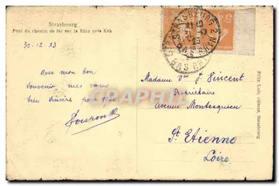 Stara pocztówka Bonne Annee Strasbourg — Rewers