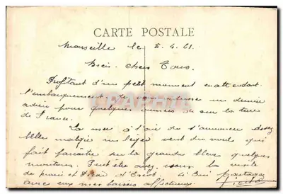 Marsiglia — Forte Saint-Jean e la cattedrale — editore non identificato, numero di serie non visibile — Verso