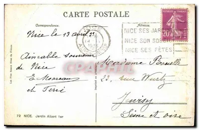 Nizza — Jardin Albert — Gedrukt in Duitsland — Achterkant