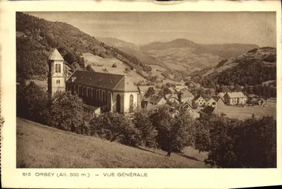 Bilhete postal antigo Orbey Vista geral