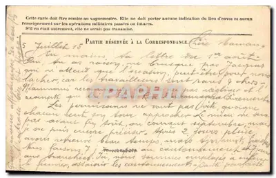 Korespondencja Armii Republiki — Karta w zwolnieniu — Stern Gravure — Rewers