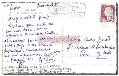 Zamek w Pau — widok z parku — wydawca Cap, nr 1194 — Rewers