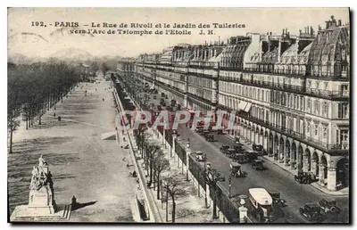 Paris — A Rue de Rivoli e o Jardim das Tuileries em direção ao Arco do Triunfo da Estrela — J. H.