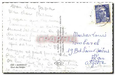 Haven van Marseille — Kade van de Belgen — A. TARDY, Fotograaf Uitgever — Achterkant