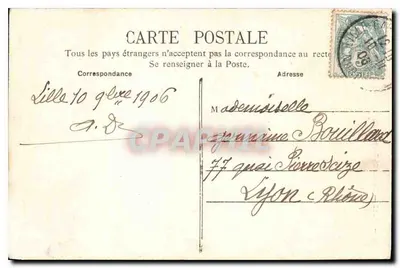 Lille — Zburzony Kościół Świętego Szczepana w 1896 — A.T. — Rewers